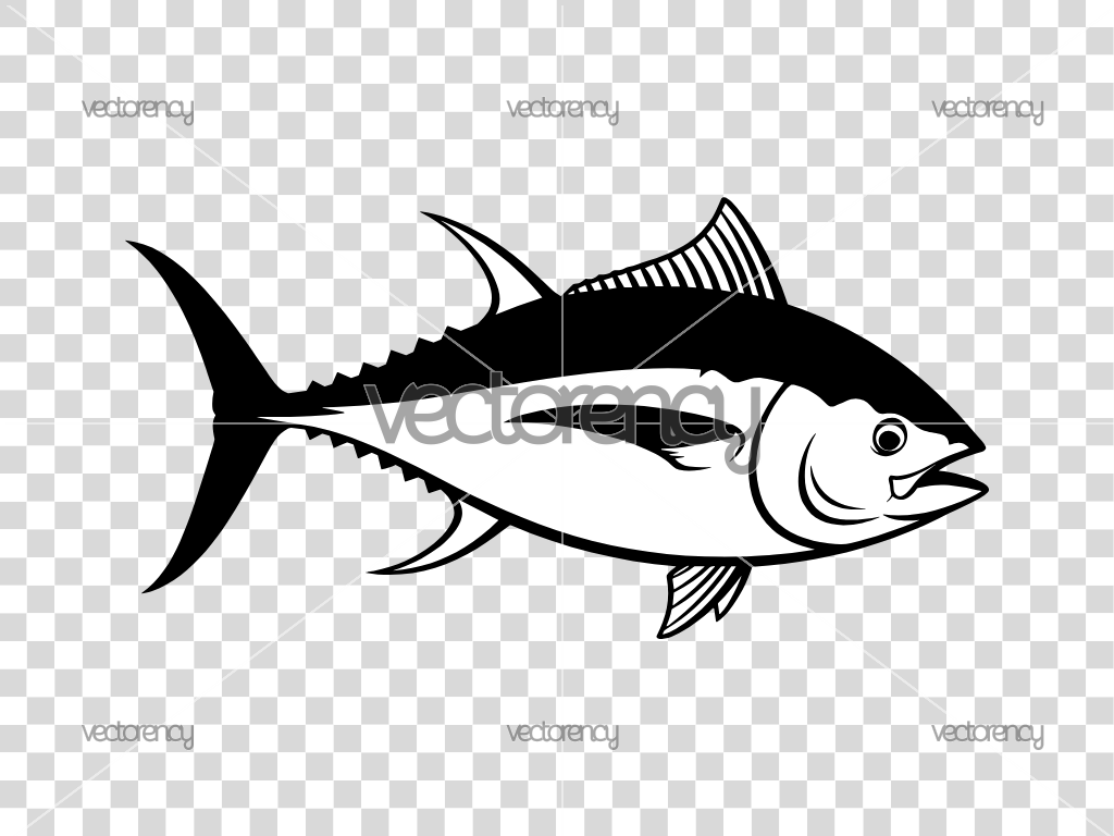 Tuna Fish Vector Clipart SVG Black and White PNG HD