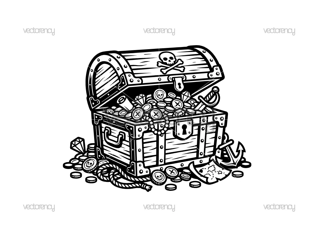 Old Pirate Treasure Vector Illustration