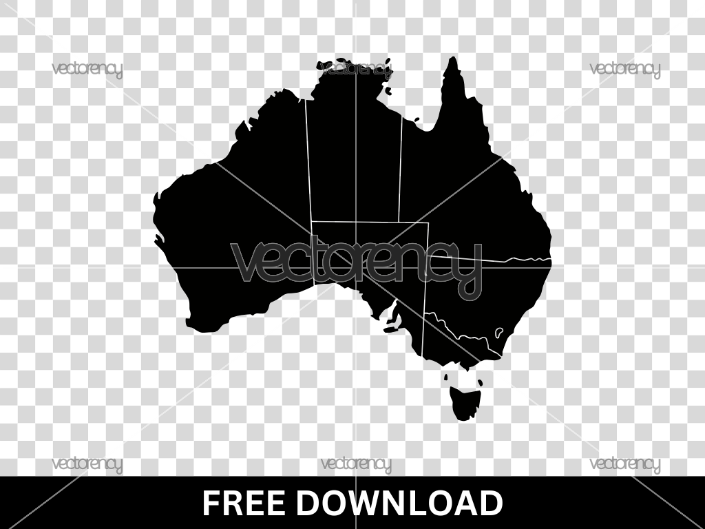 Australia Map SVG Black Cut File Free Download