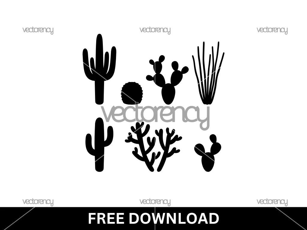 Desert Cactus Vector Silhouette Plants