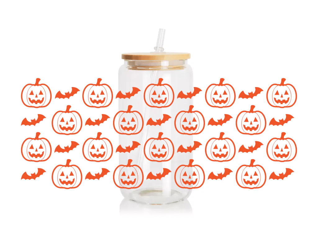 Pumpkin Bat SVG for Can Glass 16oz PNG EPS