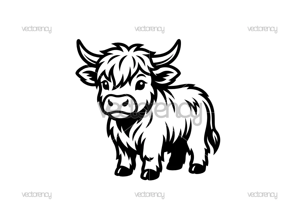 Baby Calf Highland Cow Vector SVG