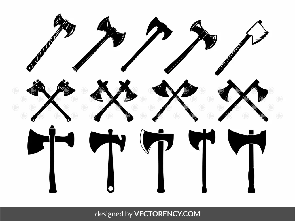 Axe SVG Bundle, Double Cross Axe, Tomahawk Clipart Vector