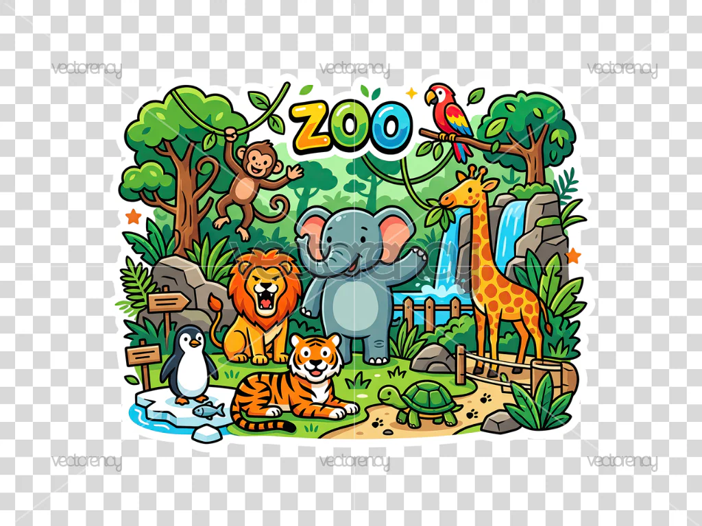 Zoo Cartoon Cake Topper Printable Download Premium