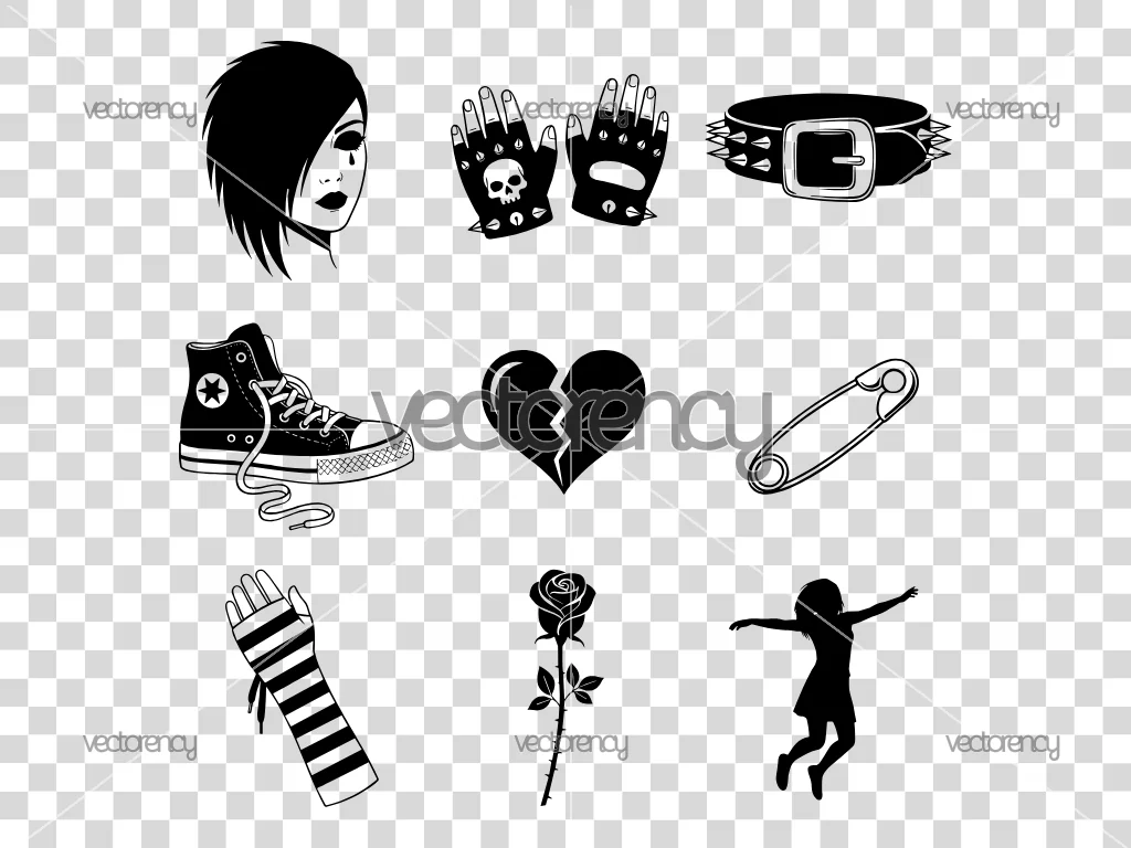 Emo Girls SVG Vector Element