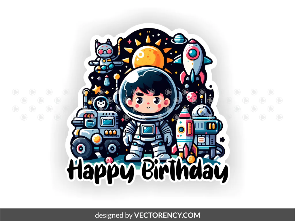 Astronaut Spaces Cake Topper PNG