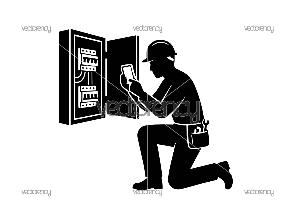 Electrician Character with Tools Vector Illustration SVG