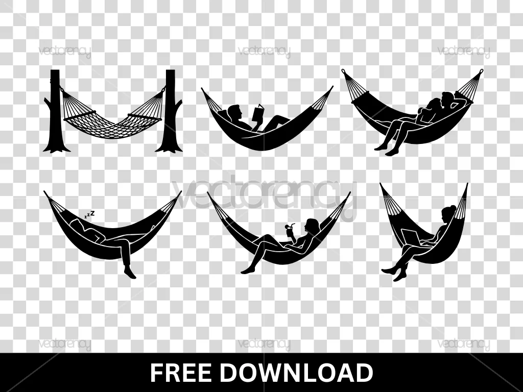 Relax Hammock Vector SVG Silhouette Set