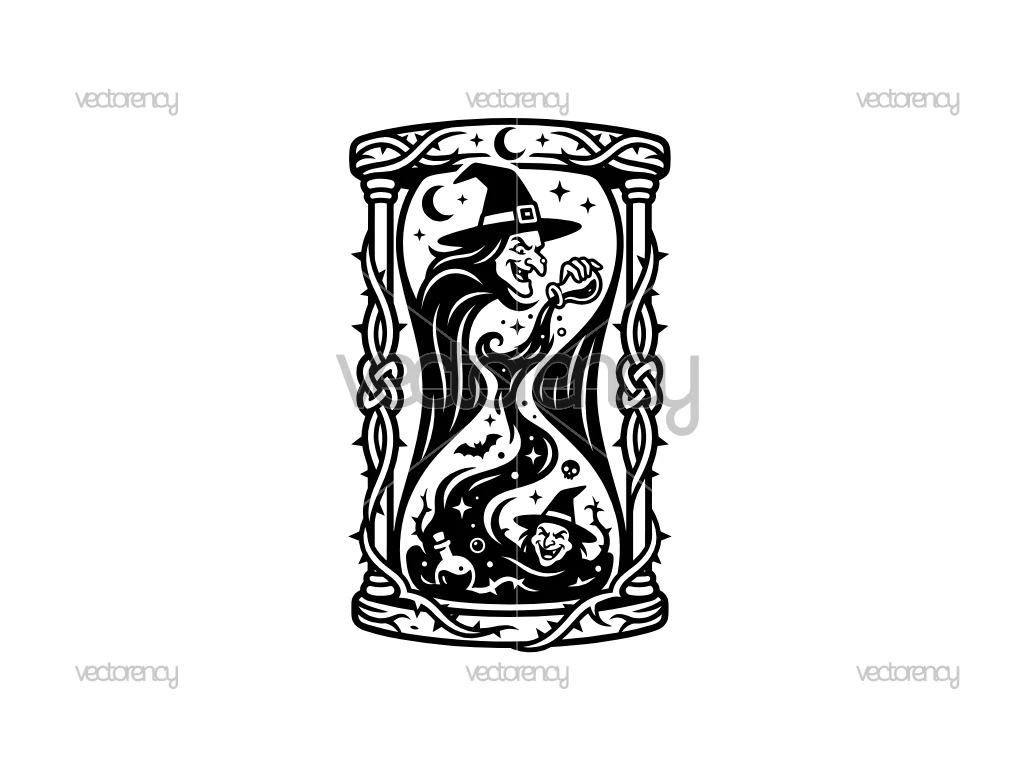 Wicked Witch Hourglass Vector Illustration PNG