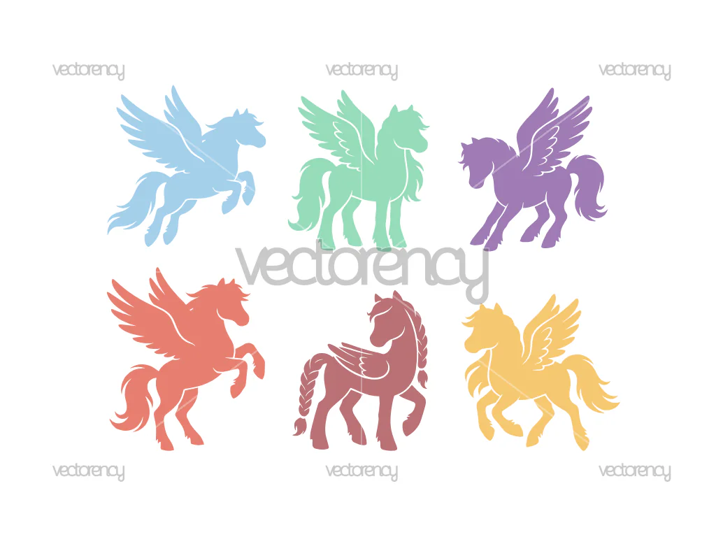 Winged Pony Silhouette Vector