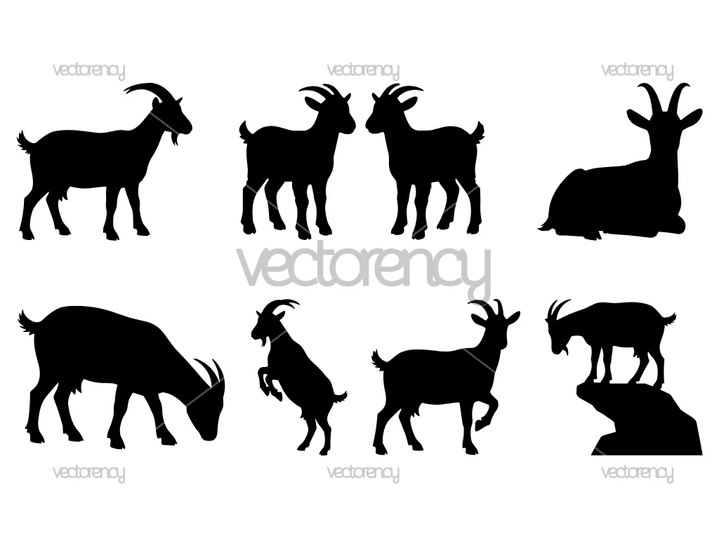 Goat Silhouettes Vector SVG Set