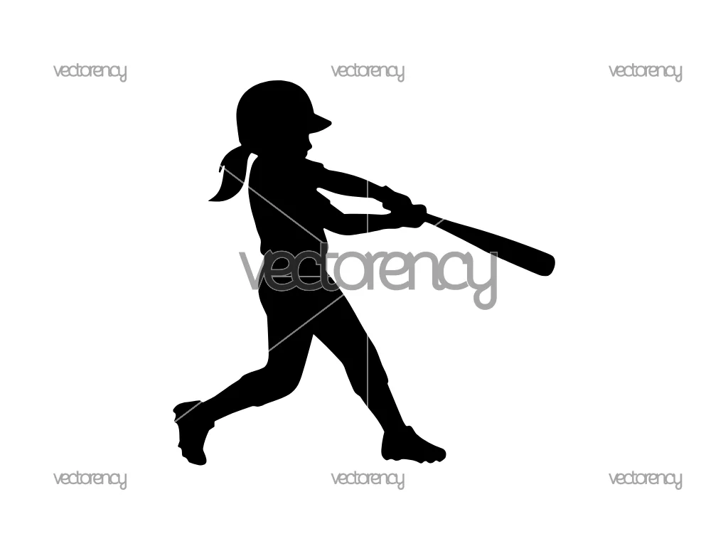 Kids Baseball Player Girl SVG Vector