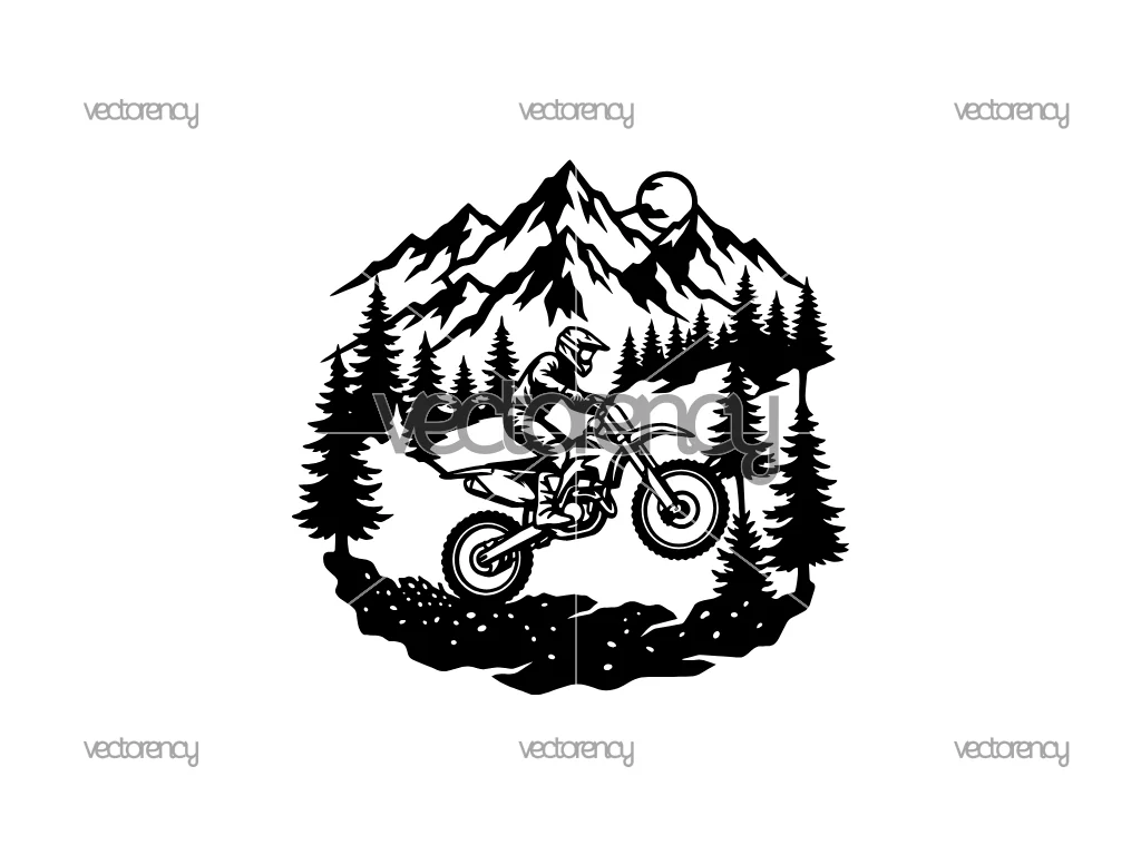 Motocross Adventure Mountain CNC Cut File SVG DXF