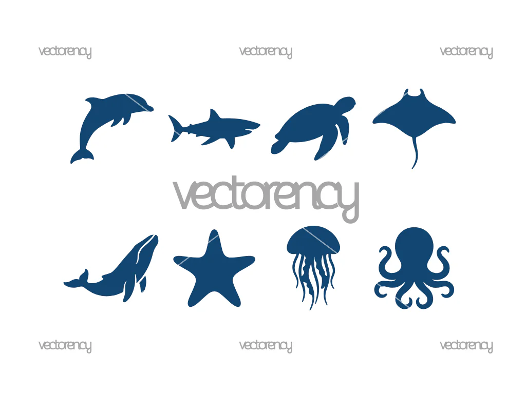 Sea Animals Silhouette SVG
