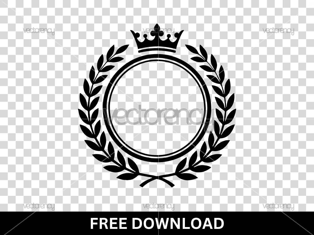 Laurel Wreath with Crown Vector SVG