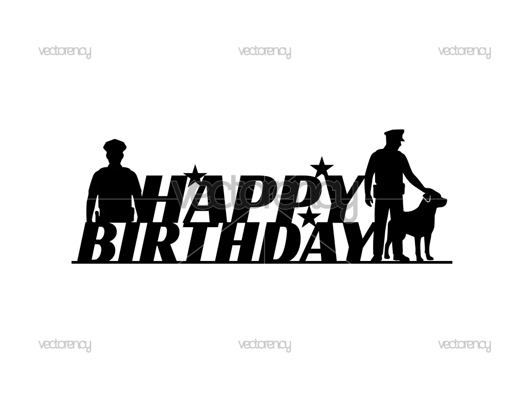 Happy Birthday Police K9 Cake Topper SVG PNG Laser Cutting