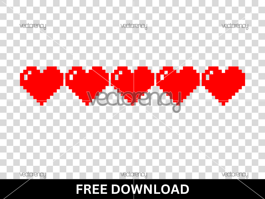 Five Love 8bit Pixel SVG Free Download
