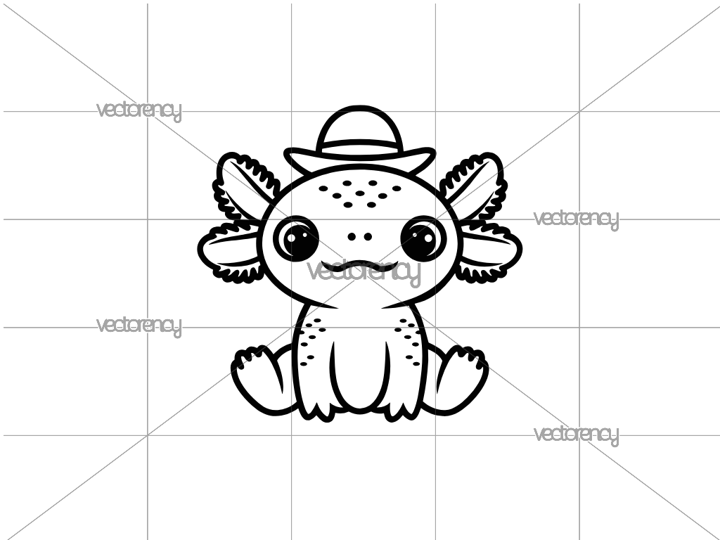 Cute Sitting Axolotl Outline SVG Underwater Sea Animal