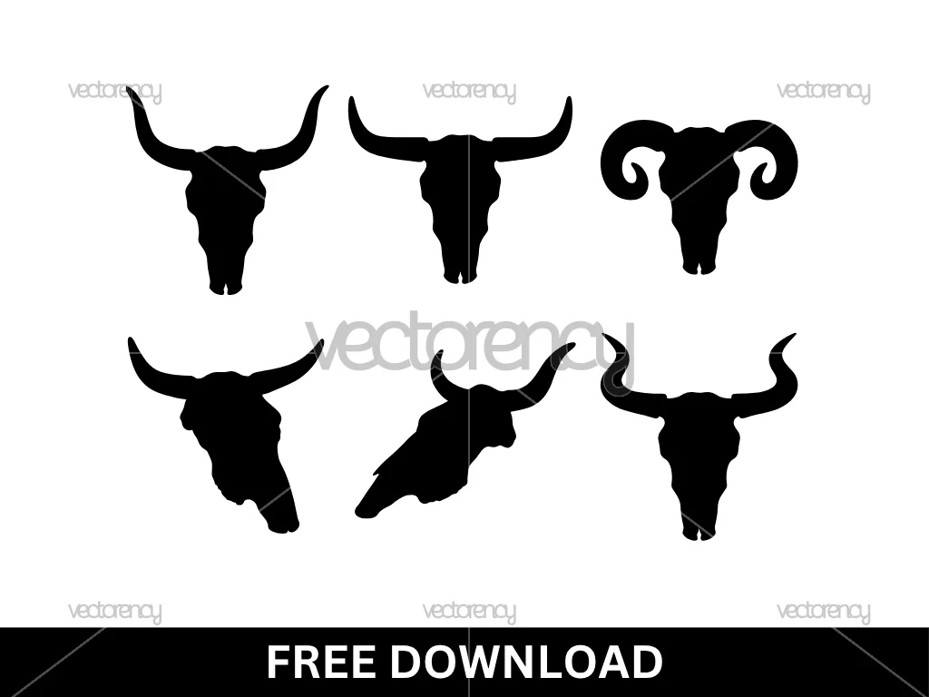 Cow Skull Head Silhouette Free SVG