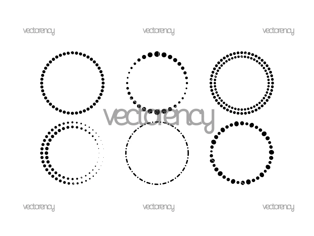 Circle Dotted Frames Vector Set