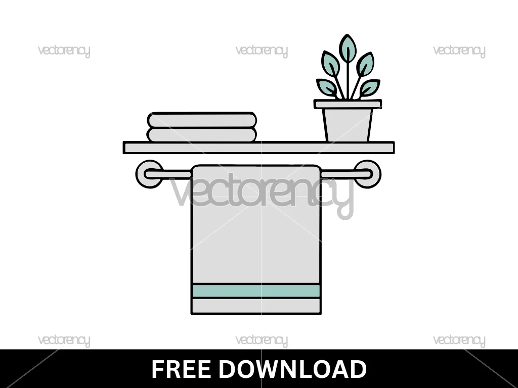 Bathroom Towel Rack, Hanging Towel Clipart SVG Free