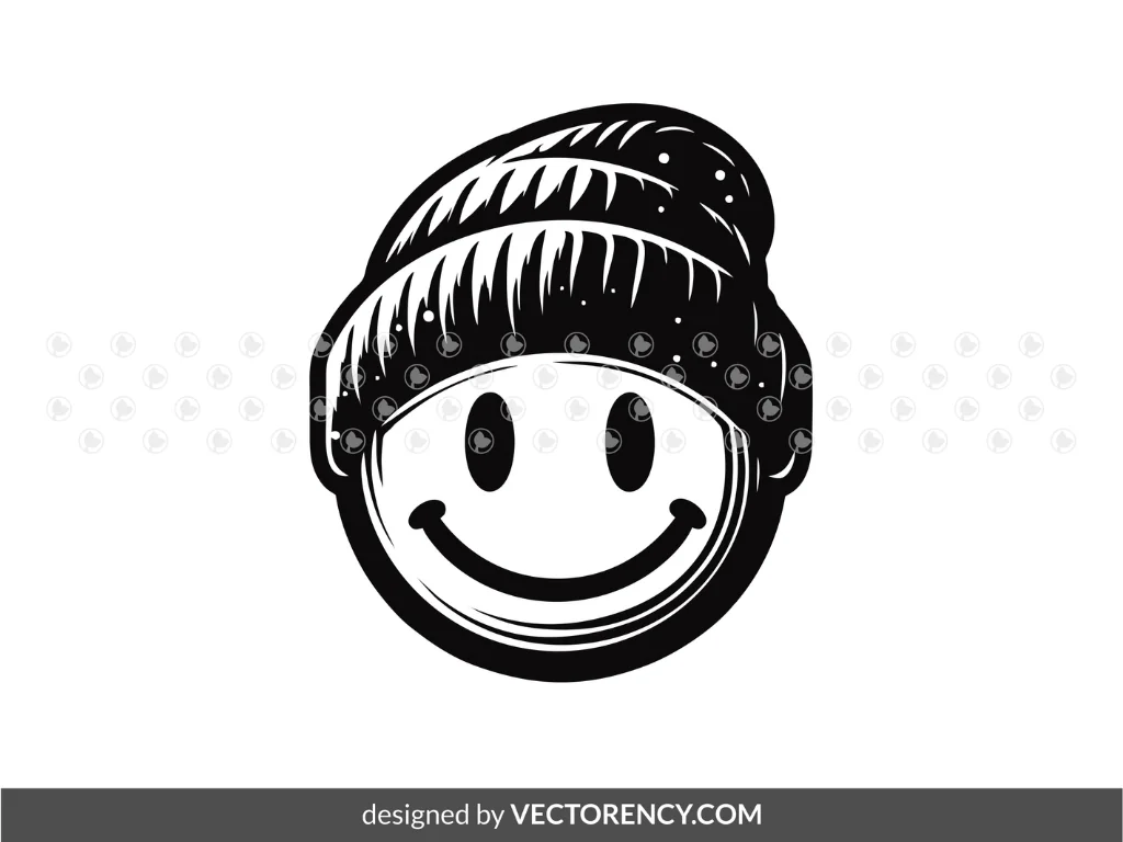 Smiley Face With Beanie SVG