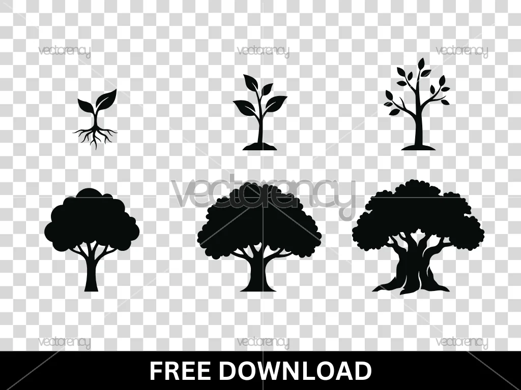 Tree Growing Vector Illustration SVG Free Download
