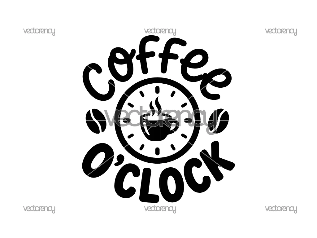 Coffee O’Clock SVG PNG File Download