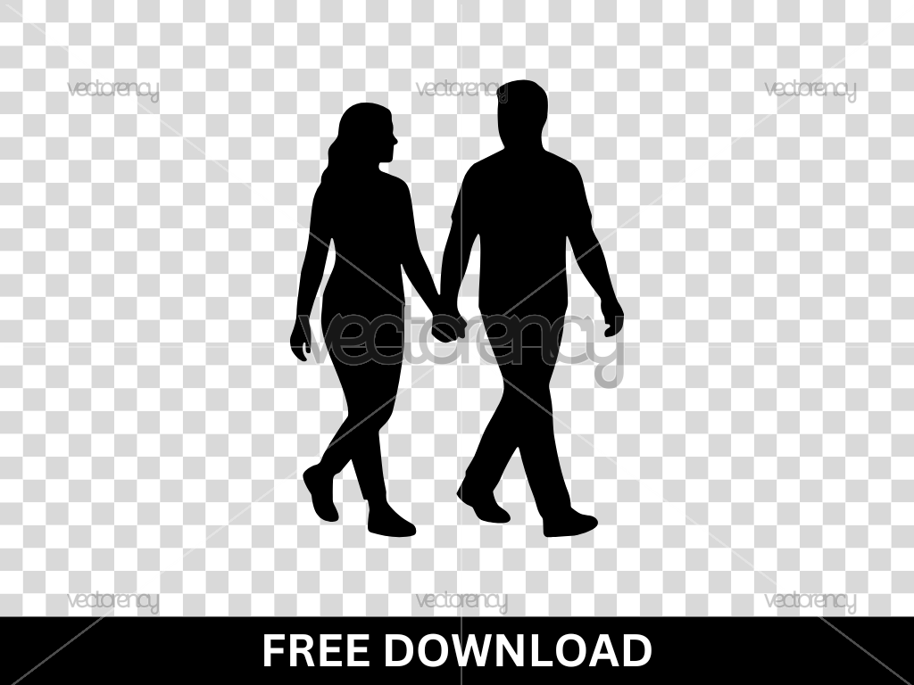 Couple Walking Silhouette Vector Image SVG Free Download