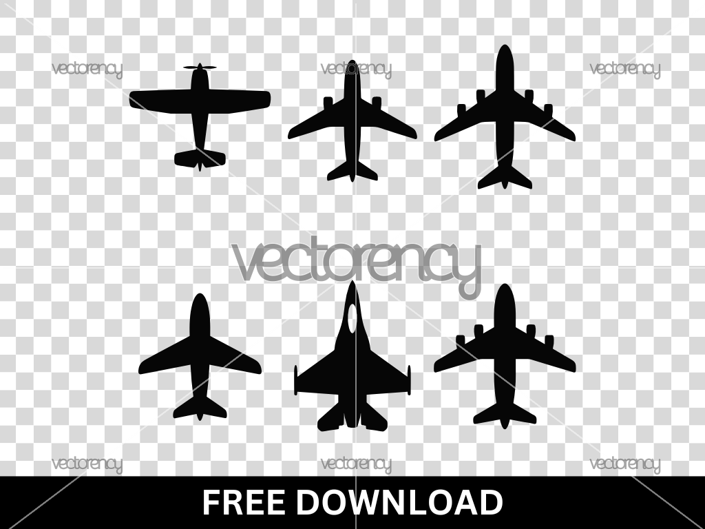 Airplane Icon and Symbol in Silhouette Style