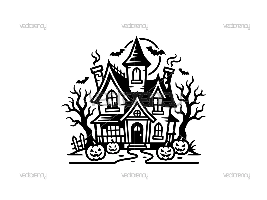 Spooky Halloween Scene House SVG Image