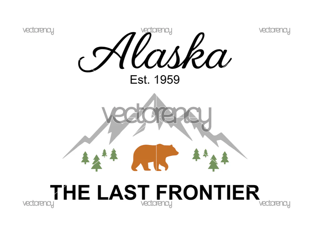 Alaska Est 1959 The Last Frontier Vector Design