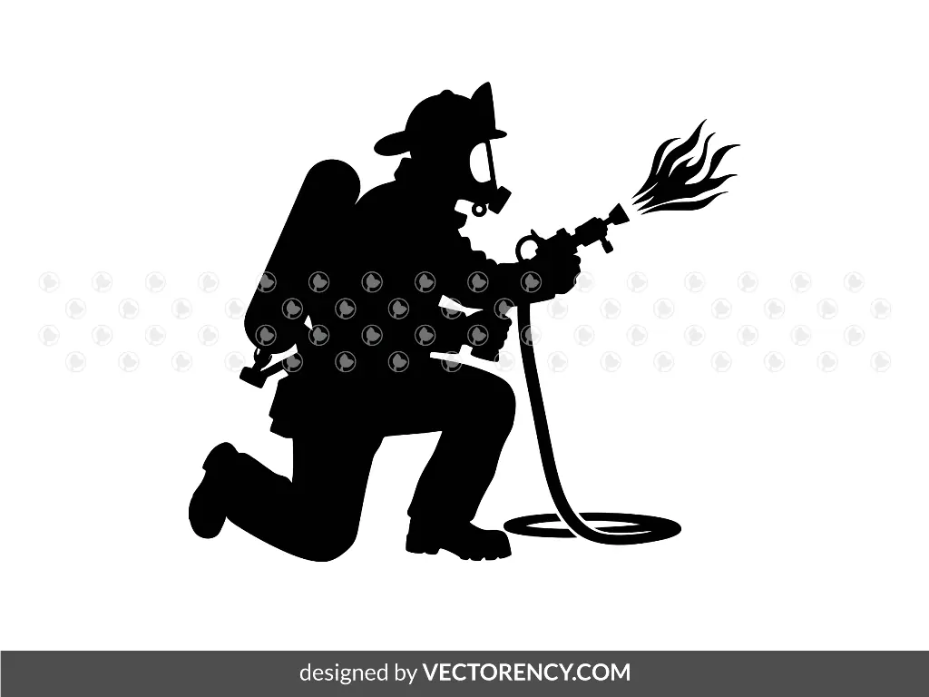 Silhouette Firefighter Vector