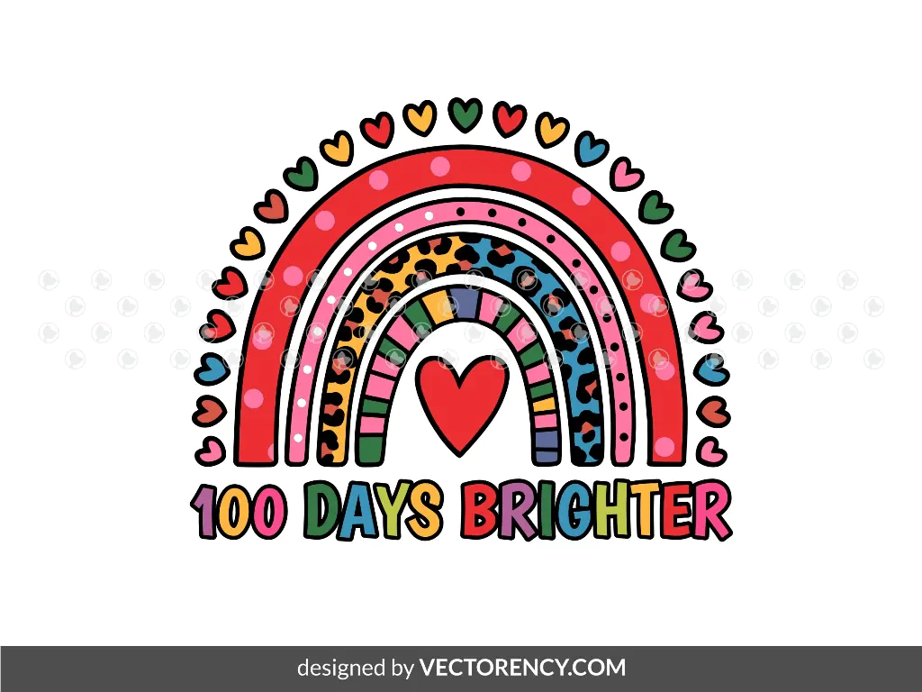 100 Days Brighter SVG PNG DTF School