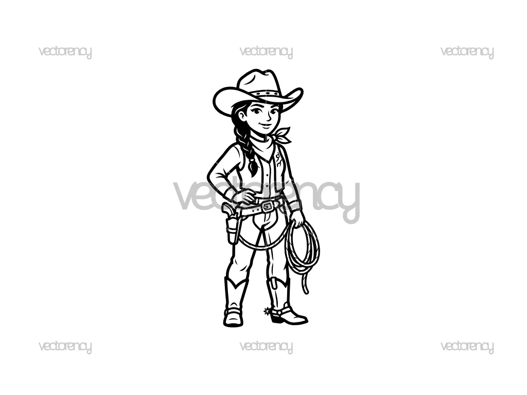 Western Cowgirl Aesthetic Vector
