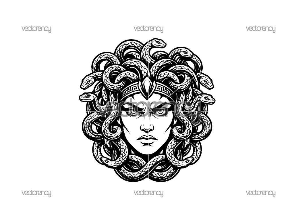 Medusa Vector Illustration, Greek Mythology SVG