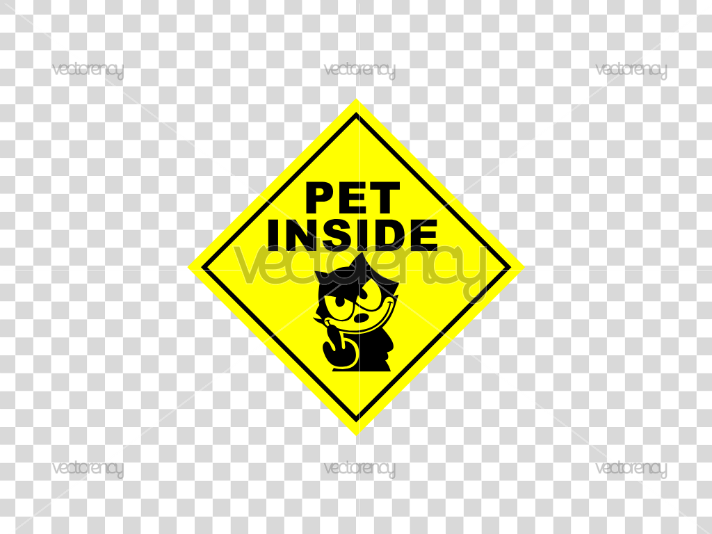 Funny Sign Sticker Pet Inside Felix the Cat Vector SVG PNG