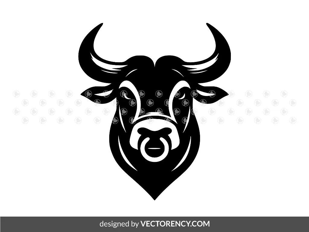 Black Bull With Nose Ring Vector Logo PNG EPS