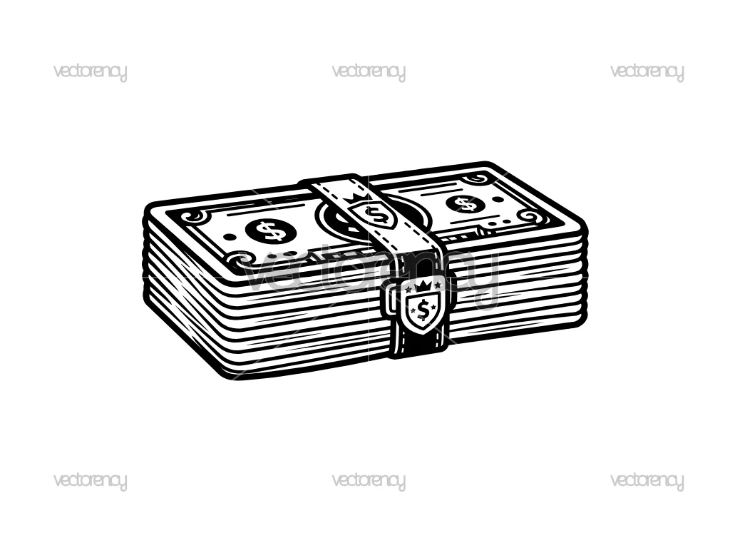 Stack of Money Bank Vector Illustration