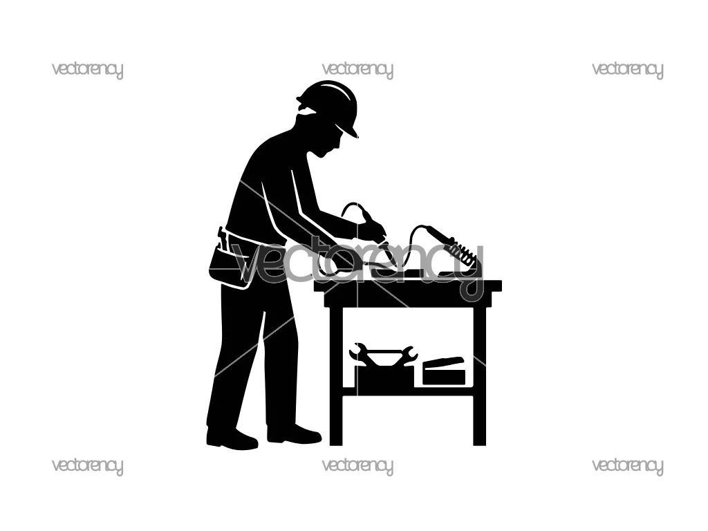 Professional Electrician Illustration SVG Vector