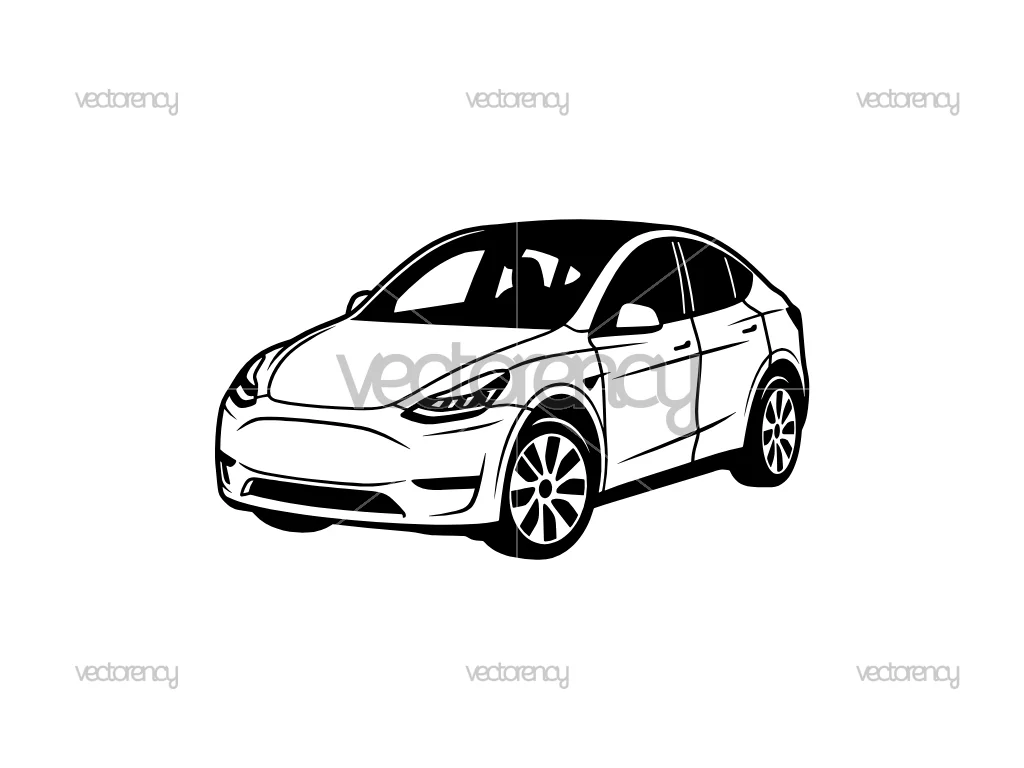 Tesla Model Y Car Vector Clipart Image Download