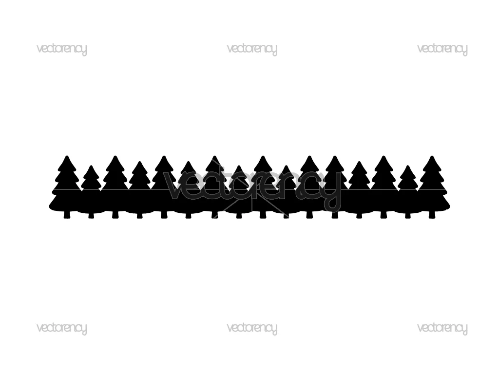 Black Pine Tree Silhouette Border SVG Download