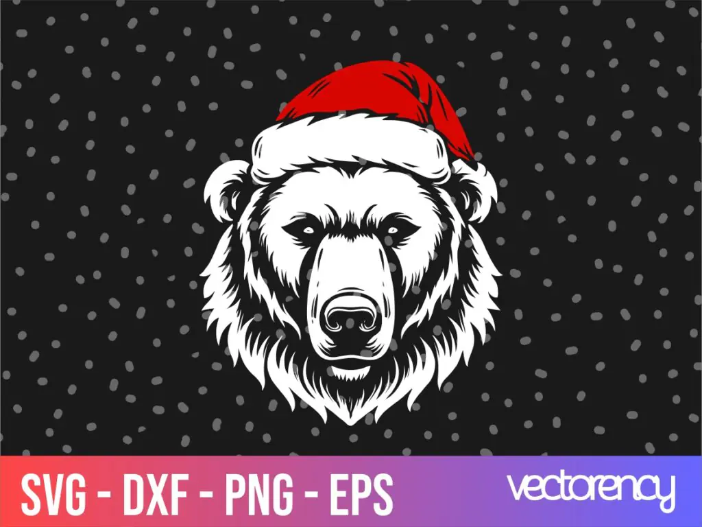 Polar Bear Wearing a Santa Hat Vector