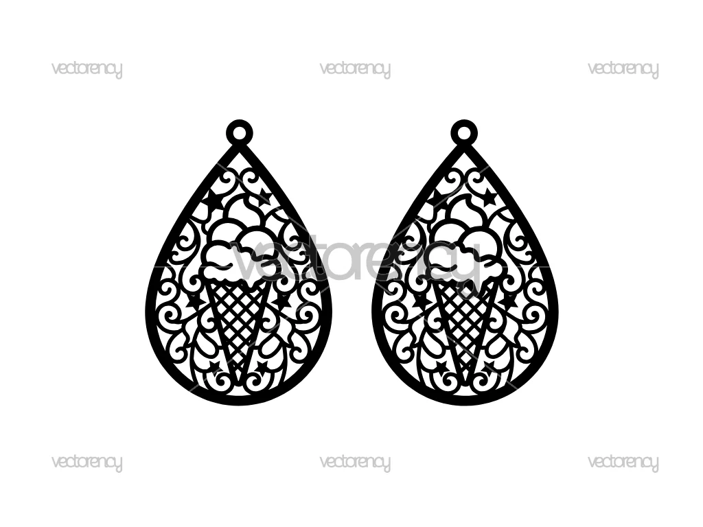 Earring SVG Laser Cut Ice Cream DXF Cut File