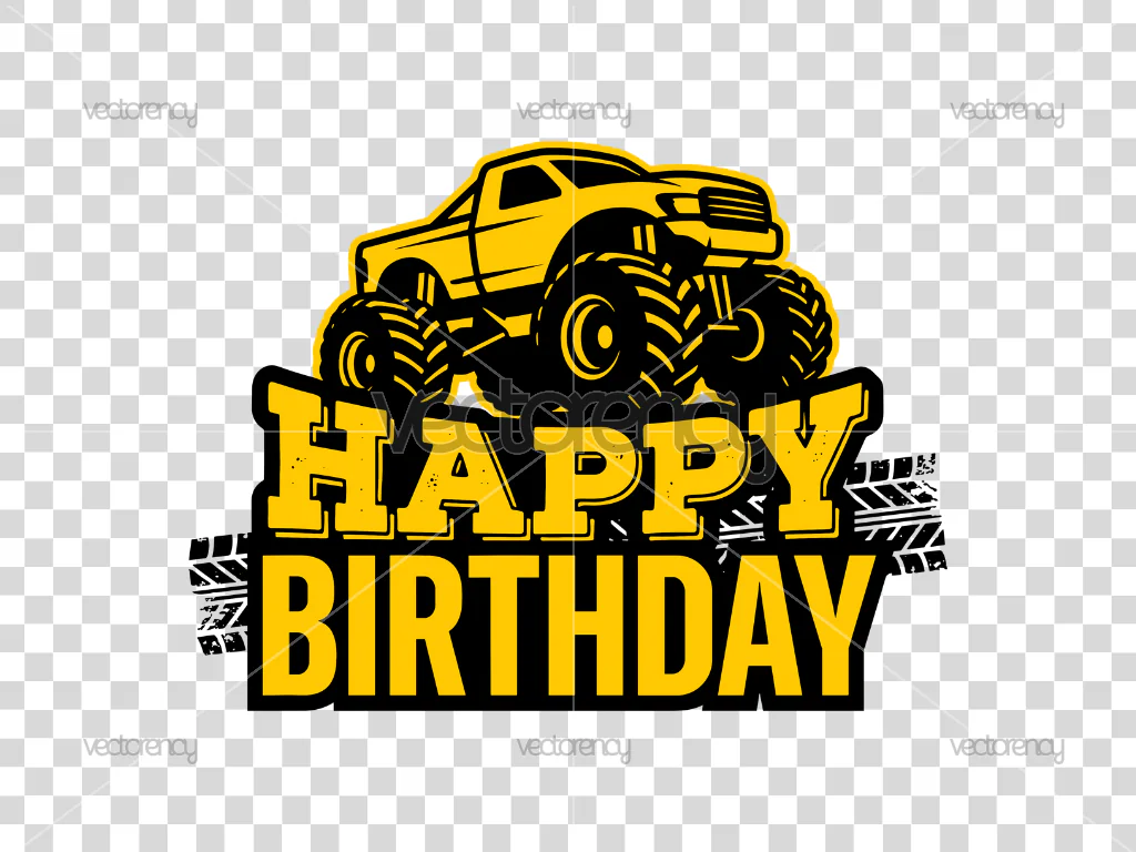 Happy Birthday Monster Truck PNG HD Printable