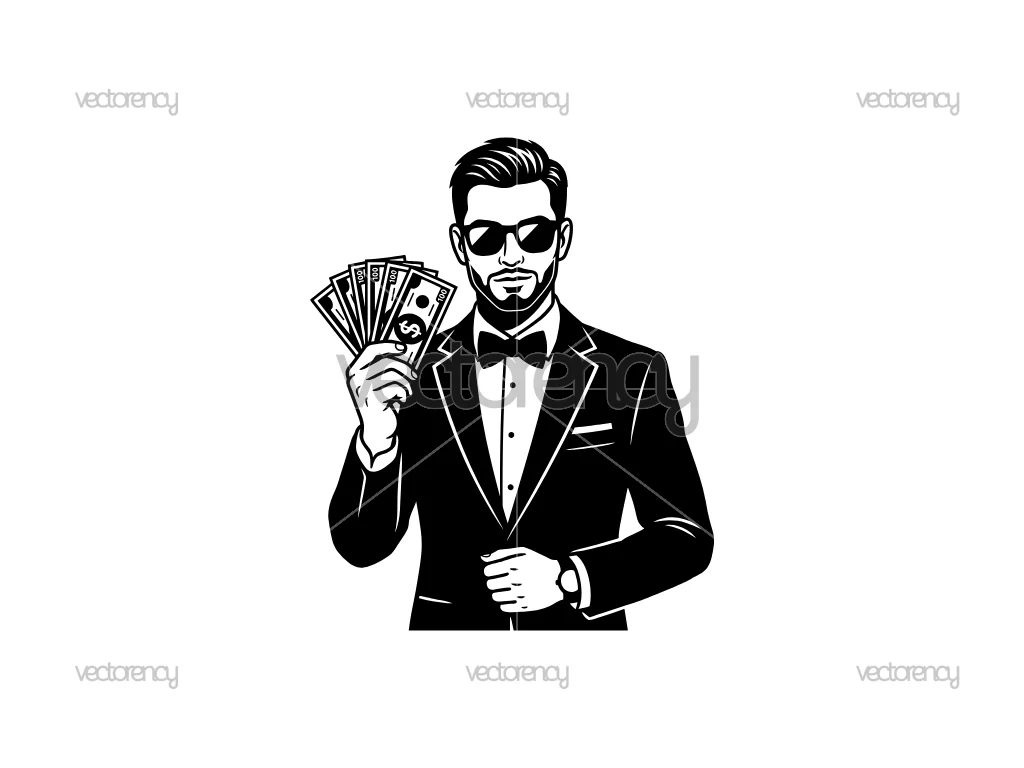 Money Man SVG, Rich Lifestyle Business Hustle Millionaire Boss CEO PNG Vector