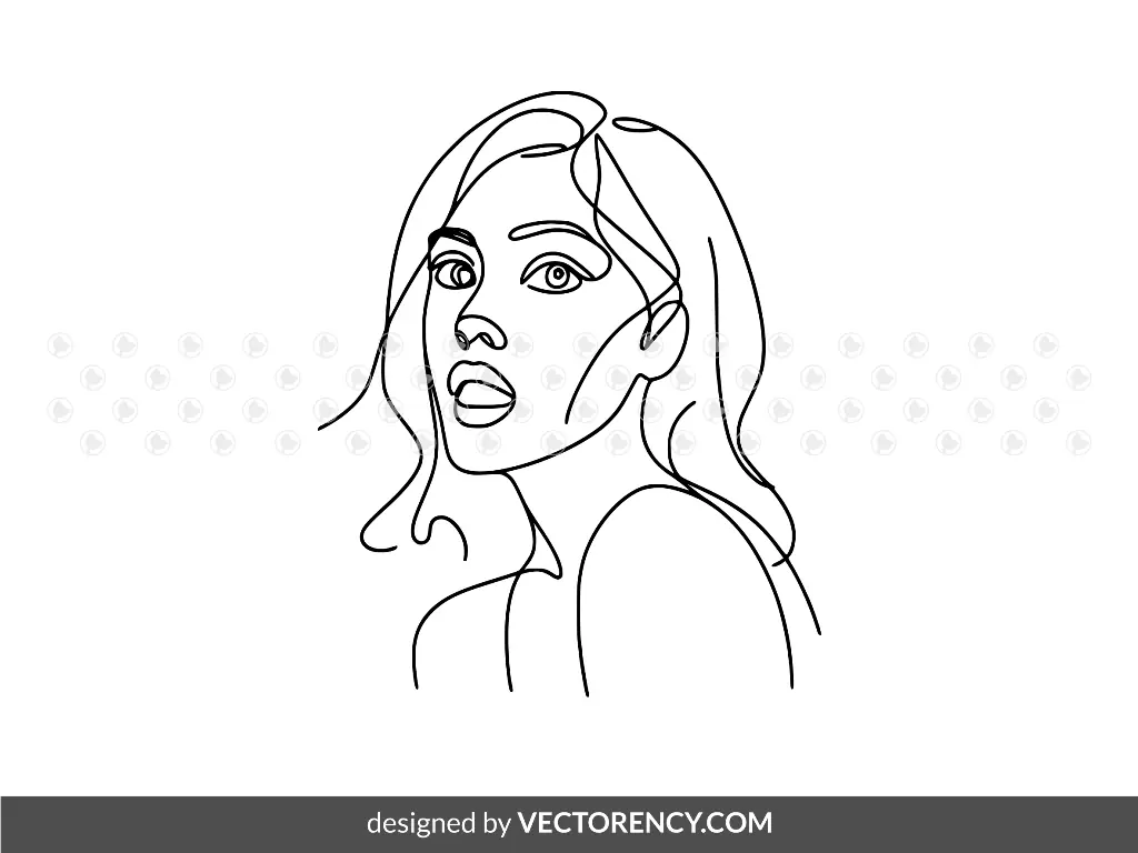 Sketch Drawing Woman One Line Continuous Vector