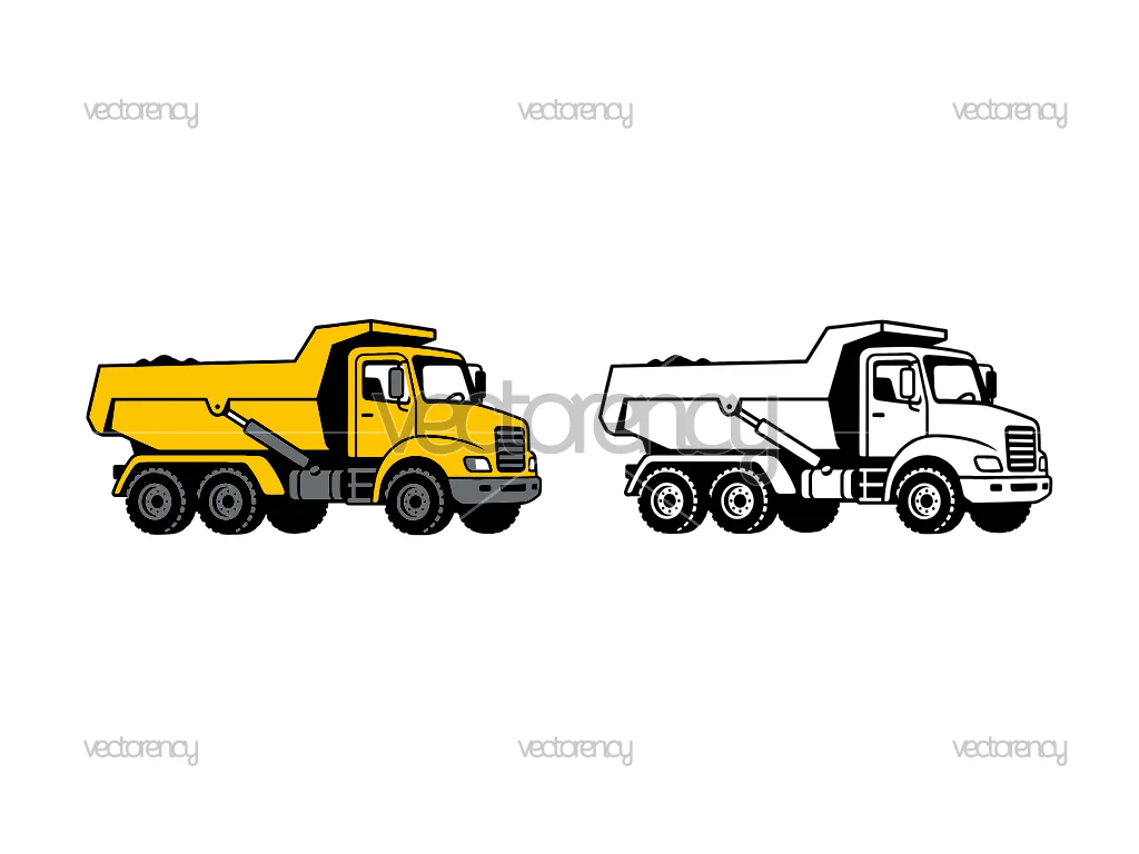 Dump Truck Clipart SVG Vector Outline PNG