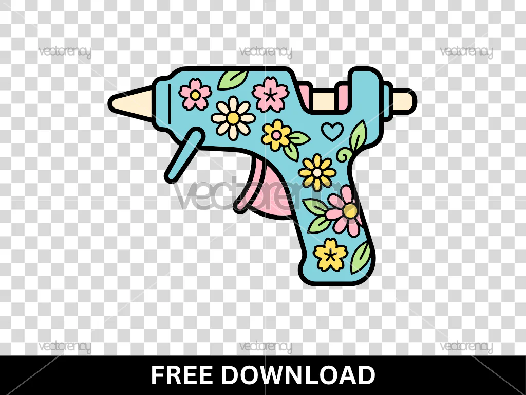 Glue Gun SVG Free Decorated with Floral