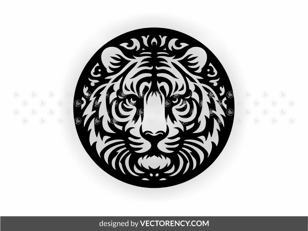 Tiger Head for Metal Cut Project, Stencil, SVG, Laser File DXF